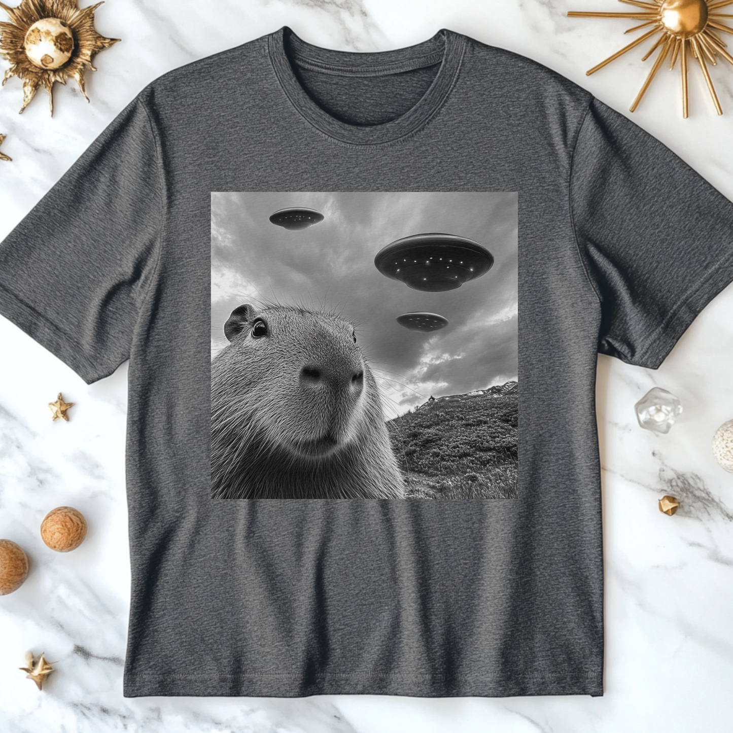 Capybara UFO Selfie T-Shirt