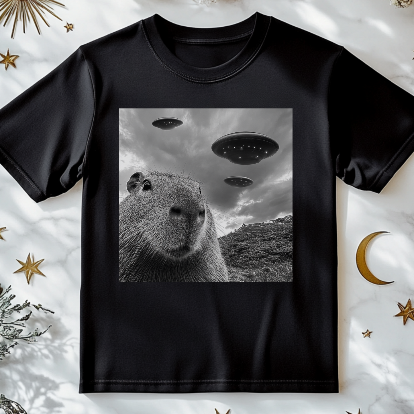 Capybara UFO Selfie T-Shirt